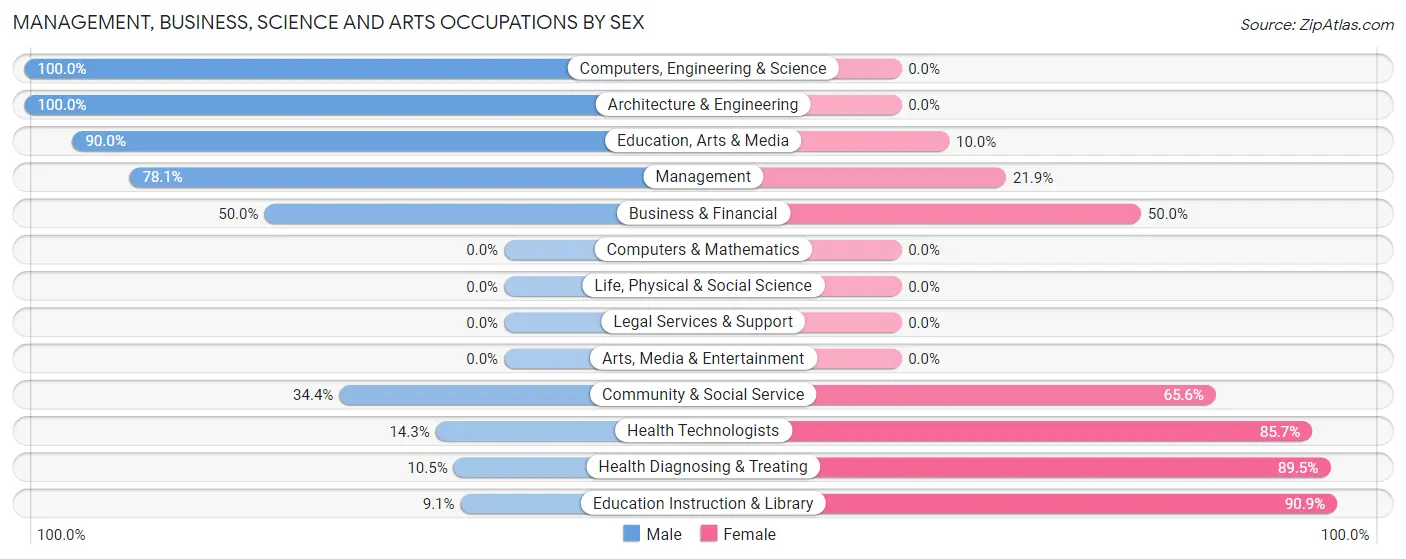 Management, Business, Science and Arts Occupations by Sex in Zip Code 51357