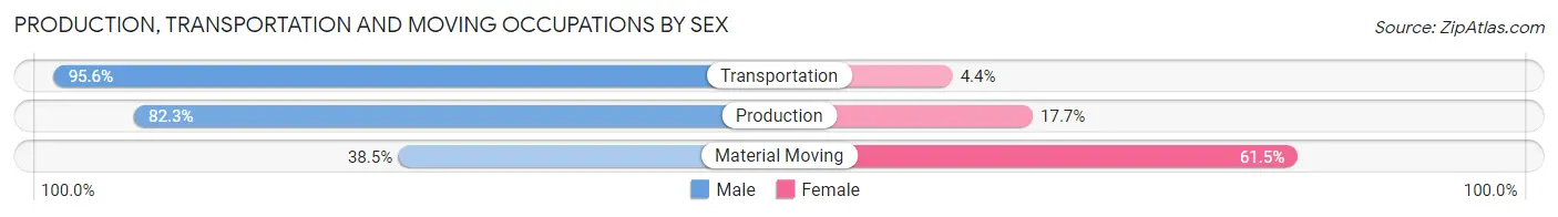Production, Transportation and Moving Occupations by Sex in Zip Code 51638
