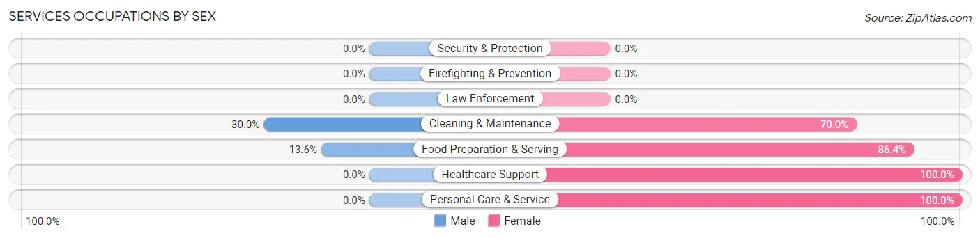 Services Occupations by Sex in Zip Code 52053