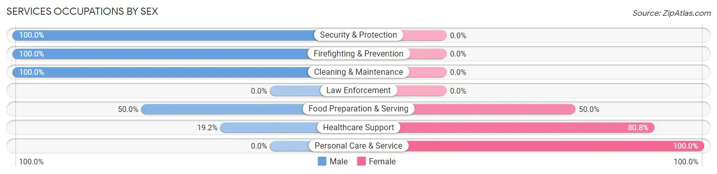 Services Occupations by Sex in Zip Code 52235