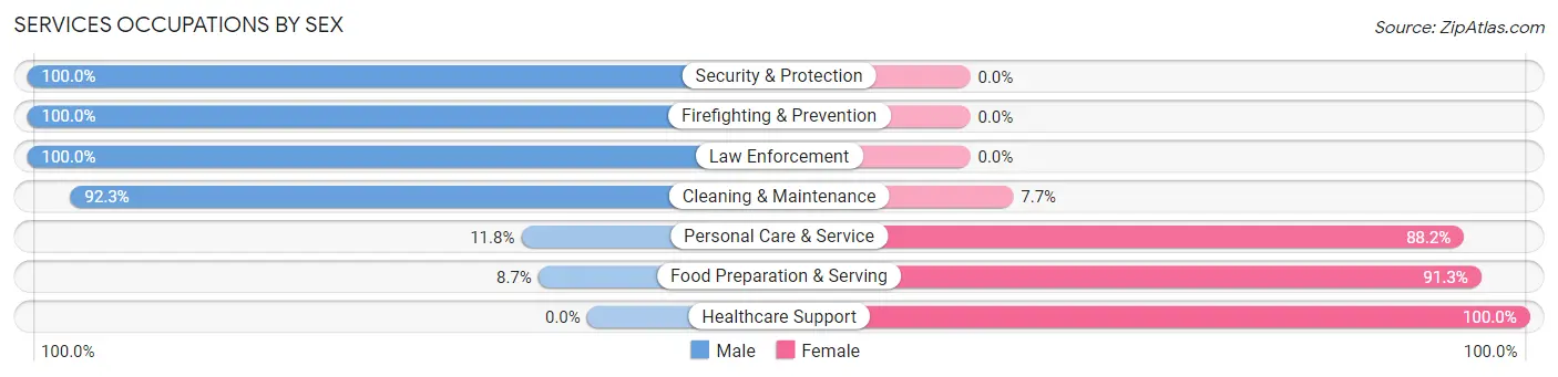 Services Occupations by Sex in Zip Code 52255