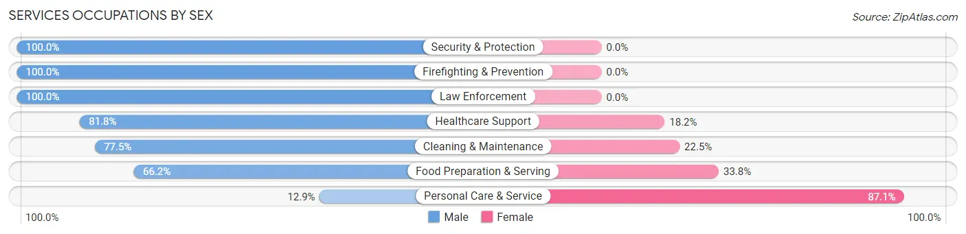 Services Occupations by Sex in Zip Code 52338