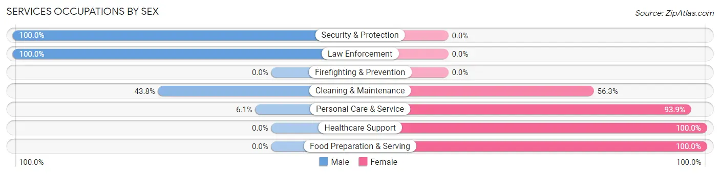 Services Occupations by Sex in Zip Code 52347