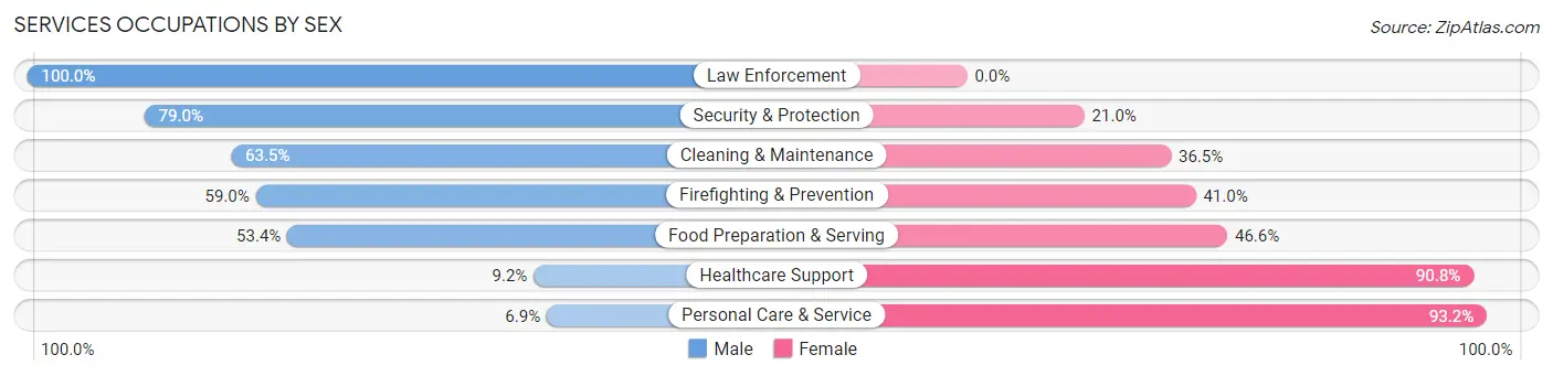 Services Occupations by Sex in Zip Code 52641