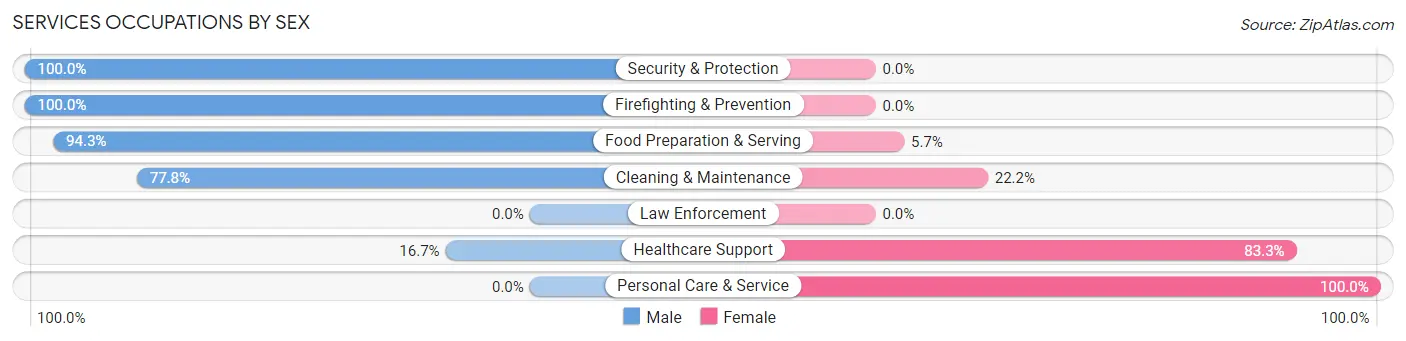 Services Occupations by Sex in Zip Code 52729