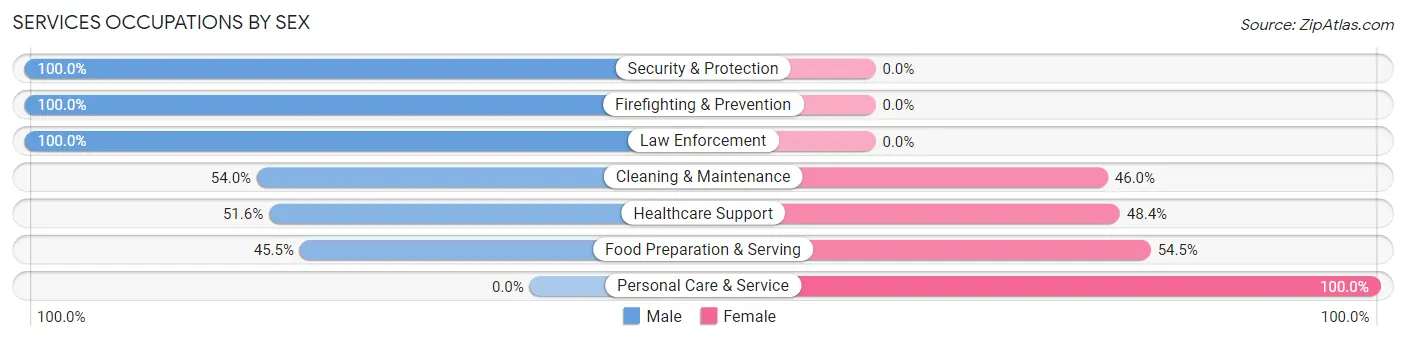 Services Occupations by Sex in Zip Code 52753