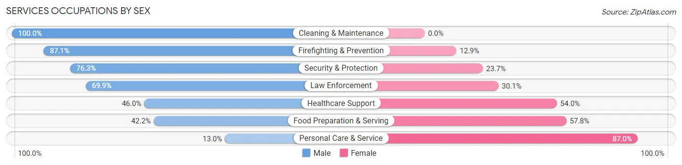 Services Occupations by Sex in Zip Code 53158
