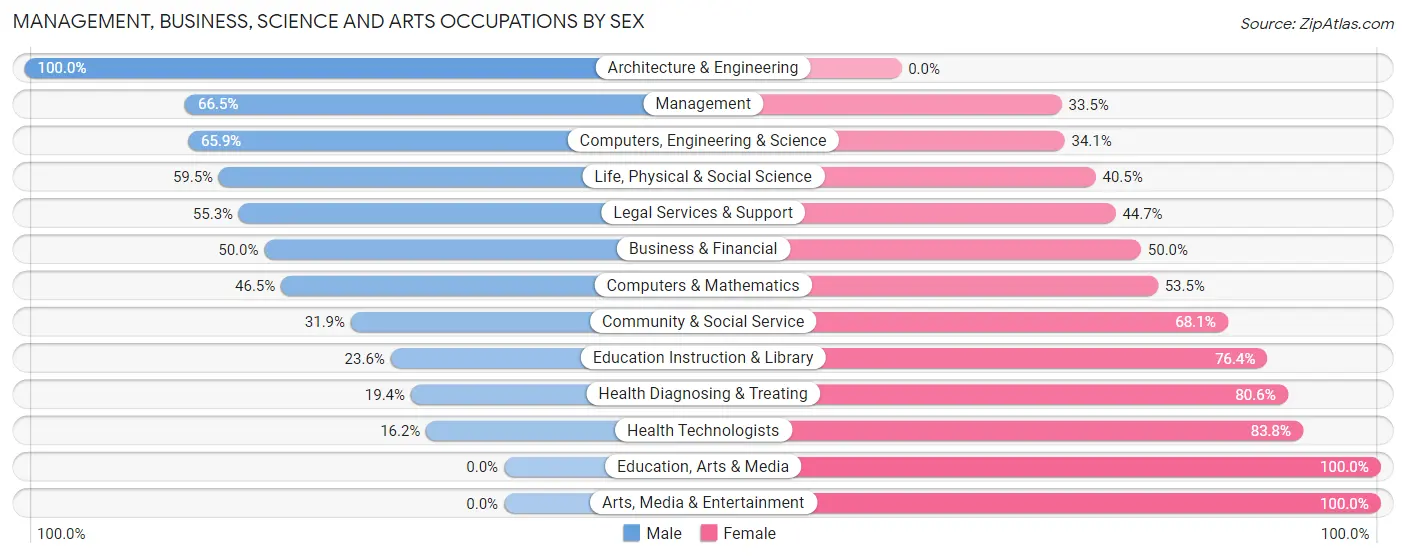 Management, Business, Science and Arts Occupations by Sex in Zip Code 53181