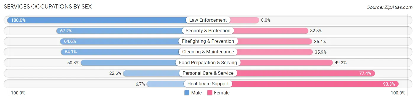 Services Occupations by Sex in Zip Code 53211
