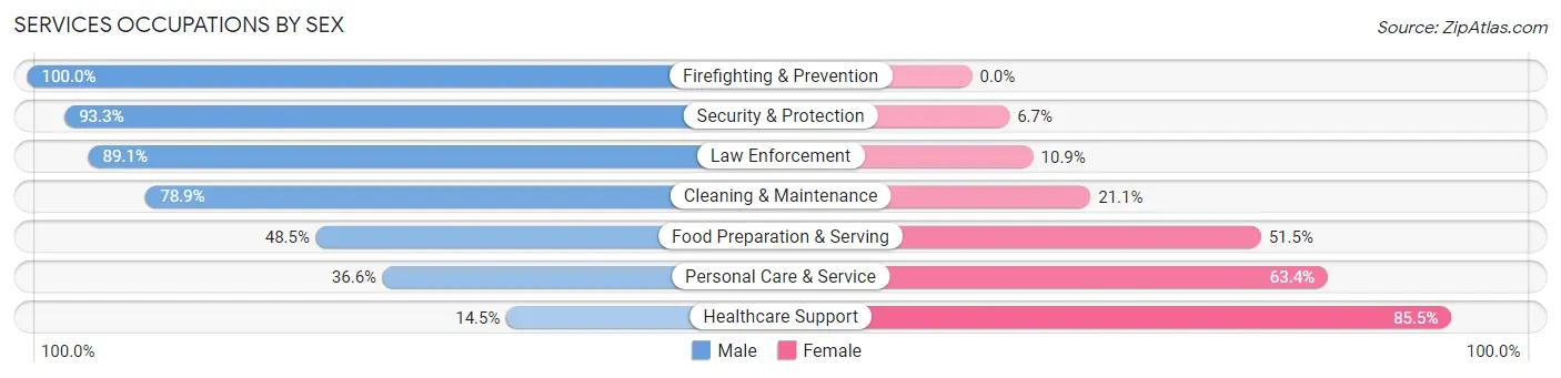 Services Occupations by Sex in Zip Code 53220