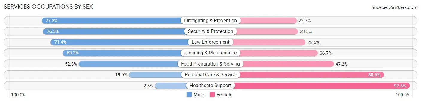 Services Occupations by Sex in Zip Code 53222