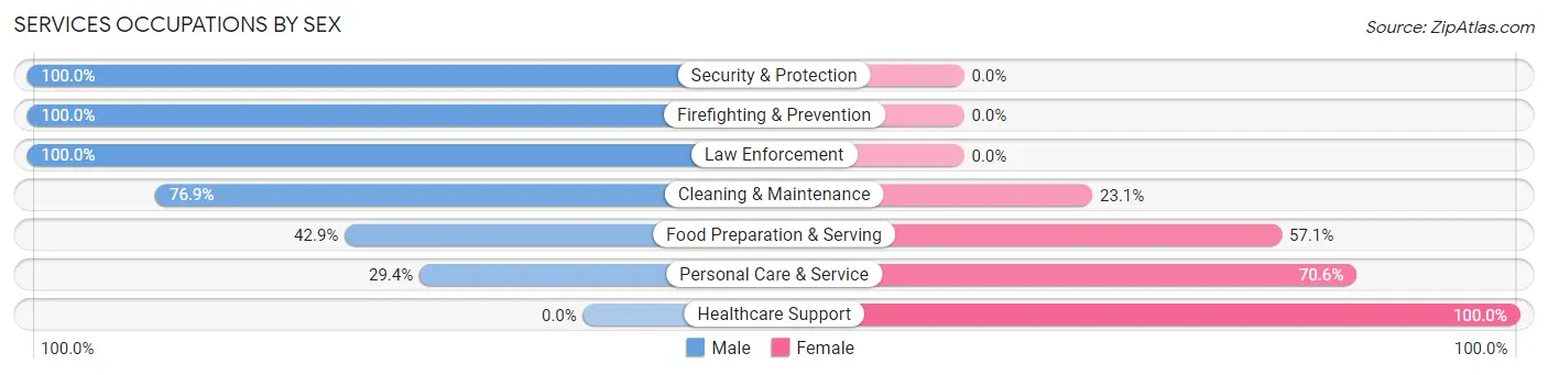 Services Occupations by Sex in Zip Code 53582