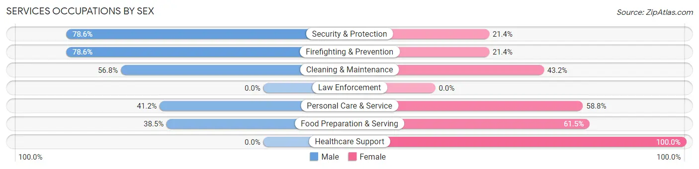Services Occupations by Sex in Zip Code 53706