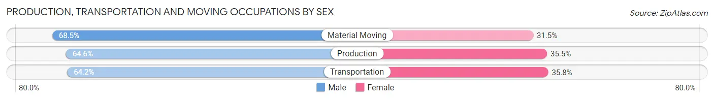 Production, Transportation and Moving Occupations by Sex in Zip Code 53713