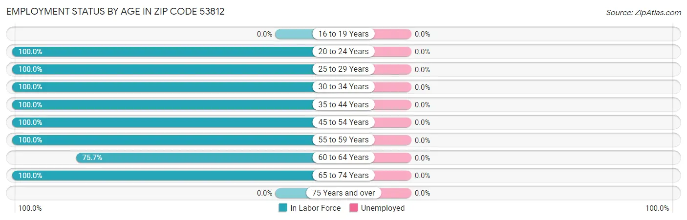 Employment Status by Age in Zip Code 53812