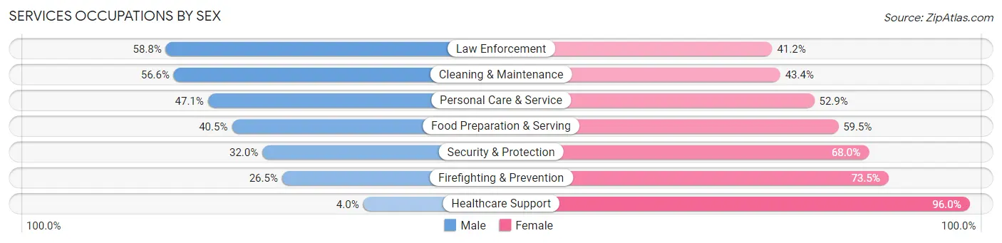 Services Occupations by Sex in Zip Code 53818