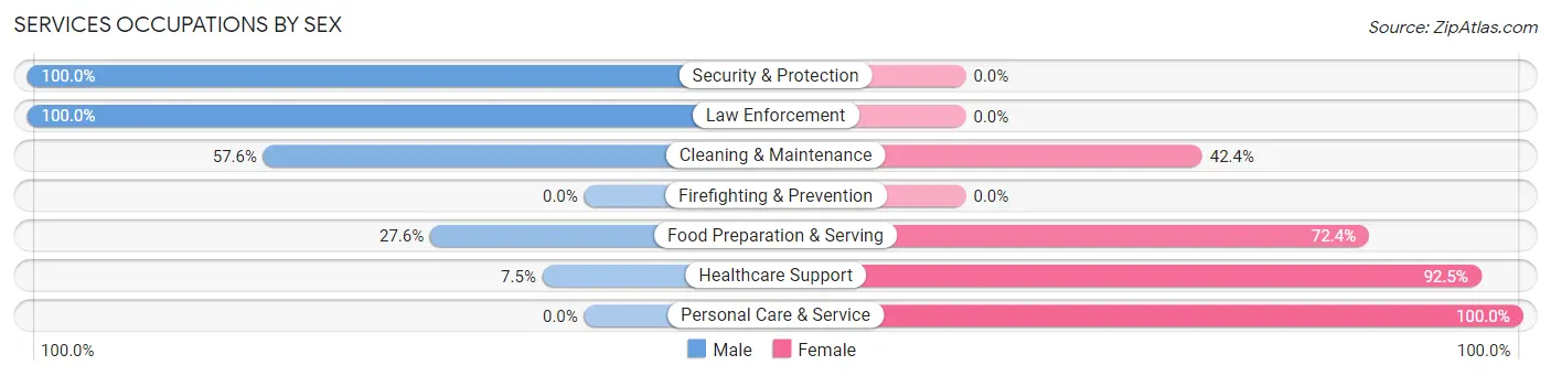 Services Occupations by Sex in Zip Code 53820