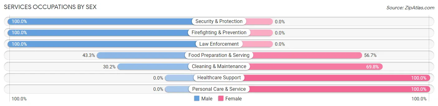 Services Occupations by Sex in Zip Code 53943