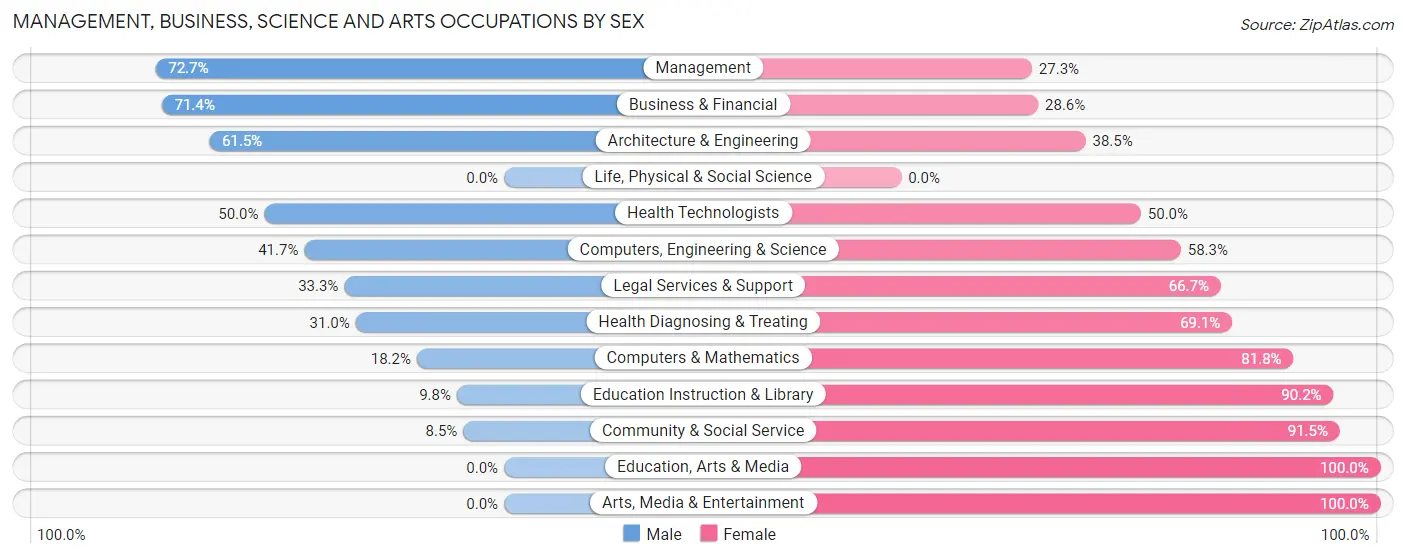 Management, Business, Science and Arts Occupations by Sex in Zip Code 54128