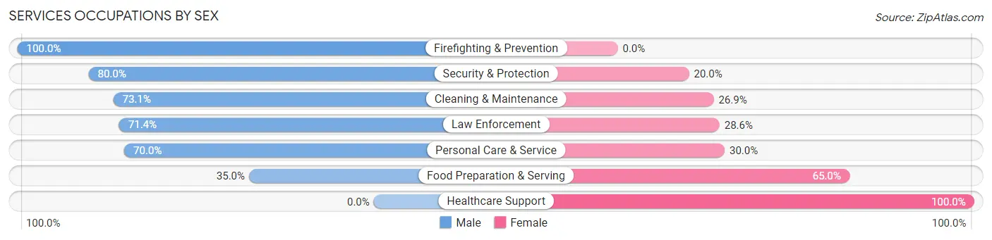 Services Occupations by Sex in Zip Code 54177