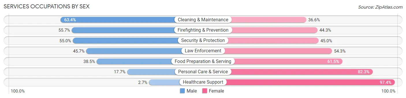 Services Occupations by Sex in Zip Code 54304