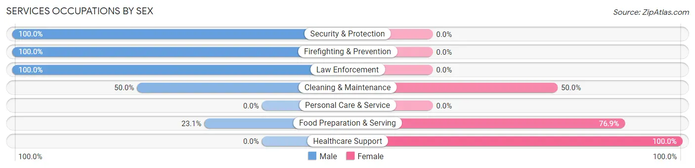 Services Occupations by Sex in Zip Code 54447