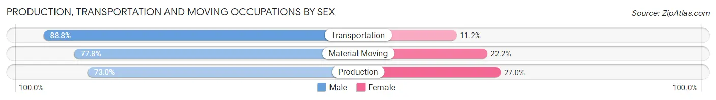 Production, Transportation and Moving Occupations by Sex in Zip Code 54521