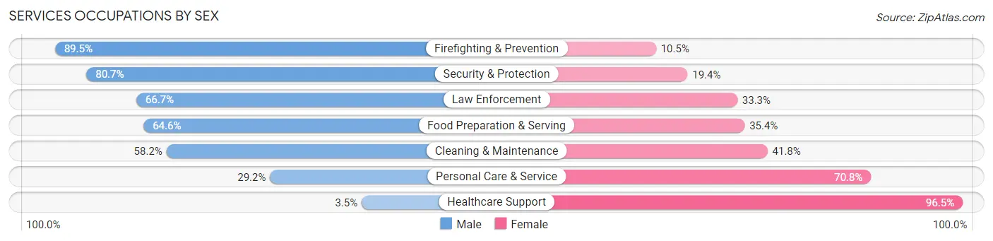 Services Occupations by Sex in Zip Code 54538