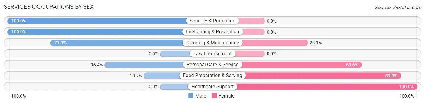 Services Occupations by Sex in Zip Code 54540