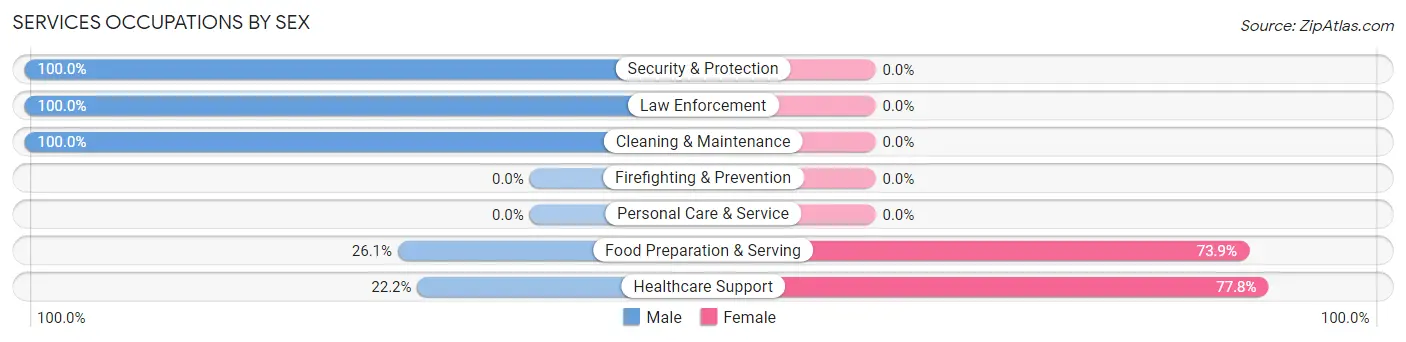 Services Occupations by Sex in Zip Code 54628