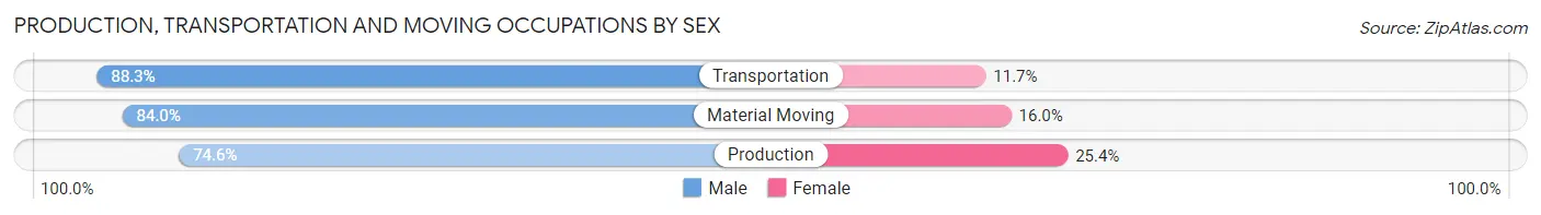 Production, Transportation and Moving Occupations by Sex in Zip Code 54843