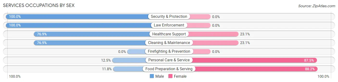 Services Occupations by Sex in Zip Code 54855