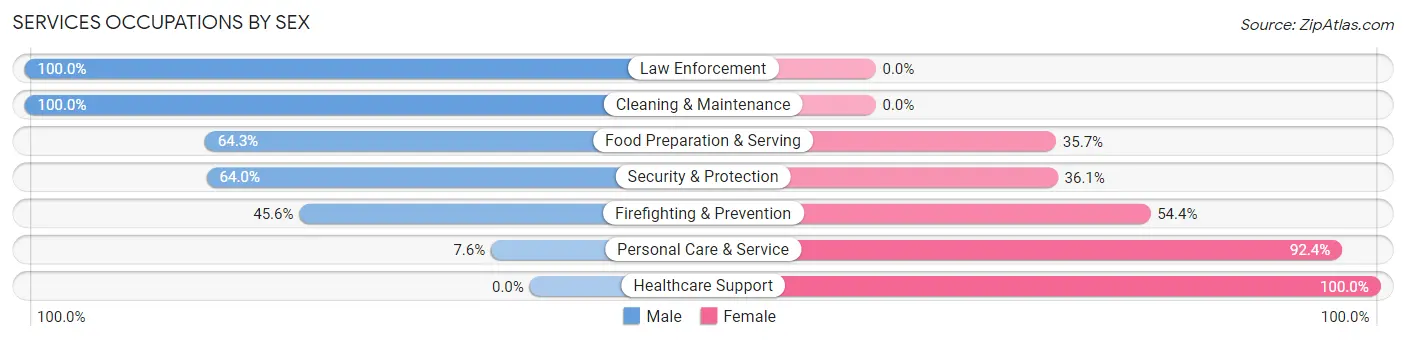 Services Occupations by Sex in Zip Code 54942