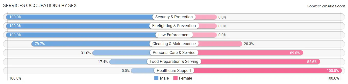 Services Occupations by Sex in Zip Code 54949
