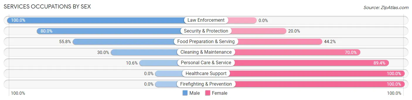 Services Occupations by Sex in Zip Code 54986