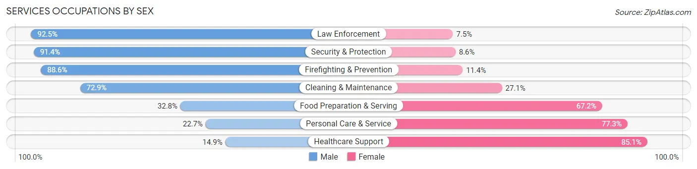 Services Occupations by Sex in Zip Code 55033