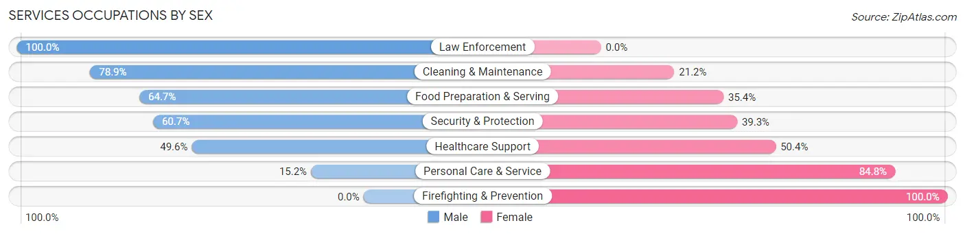 Services Occupations by Sex in Zip Code 55071