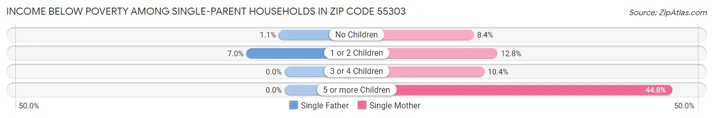 Income Below Poverty Among Single-Parent Households in Zip Code 55303