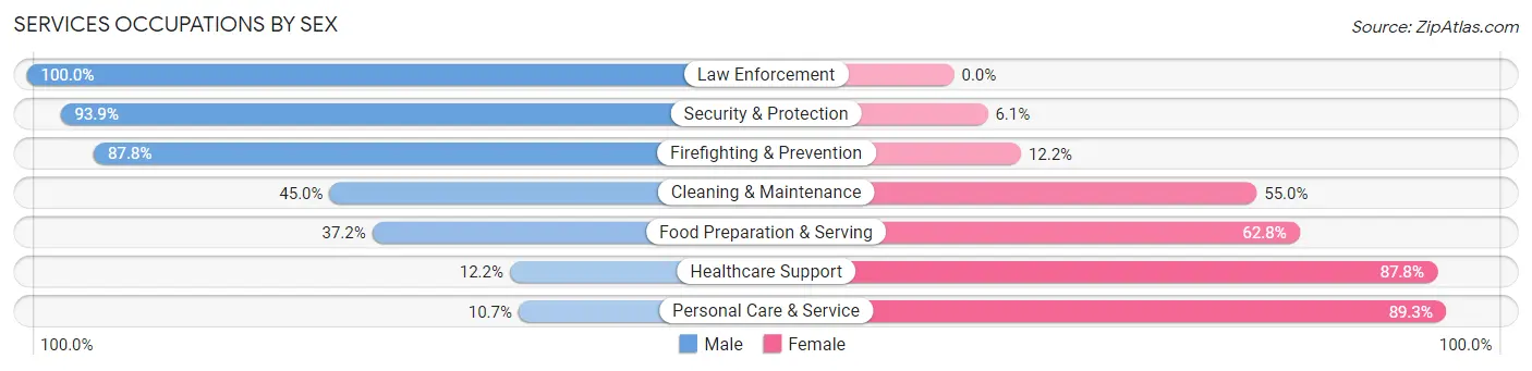 Services Occupations by Sex in Zip Code 55311