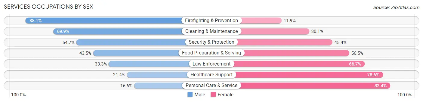 Services Occupations by Sex in Zip Code 55347