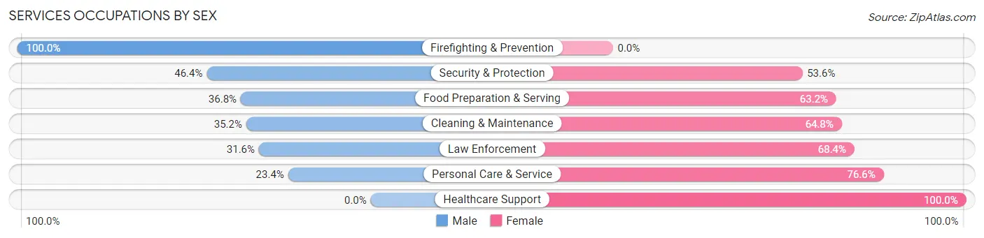 Services Occupations by Sex in Zip Code 55352
