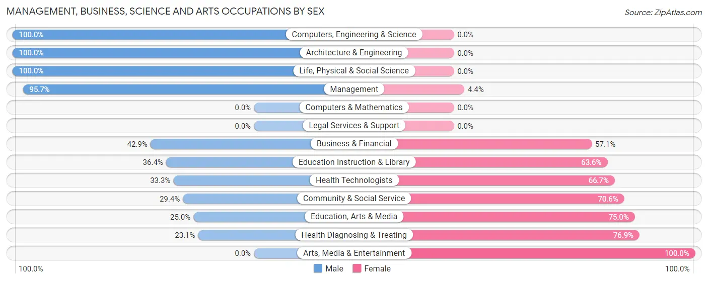 Management, Business, Science and Arts Occupations by Sex in Zip Code 55370