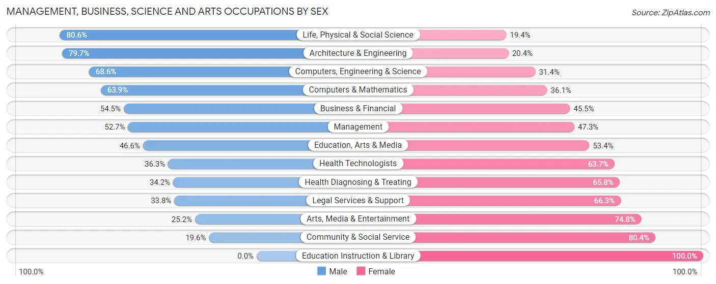 Management, Business, Science and Arts Occupations by Sex in Zip Code 55386