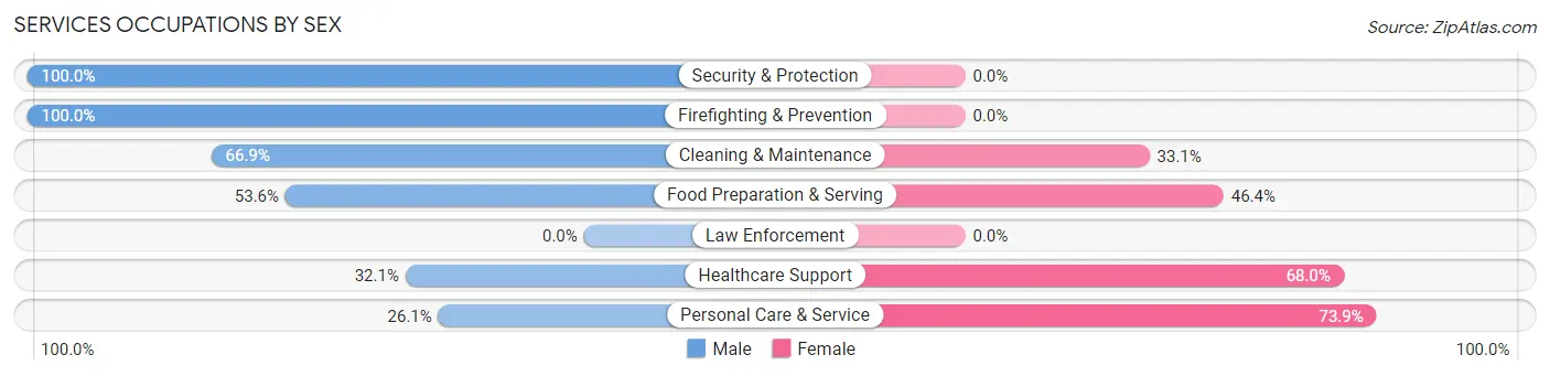 Services Occupations by Sex in Zip Code 55412