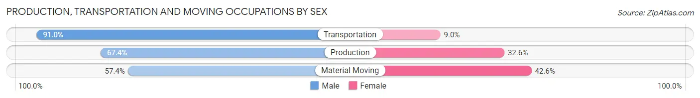 Production, Transportation and Moving Occupations by Sex in Zip Code 55447