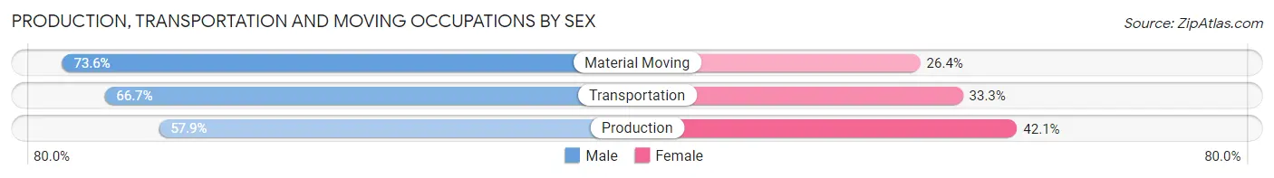 Production, Transportation and Moving Occupations by Sex in Zip Code 55455