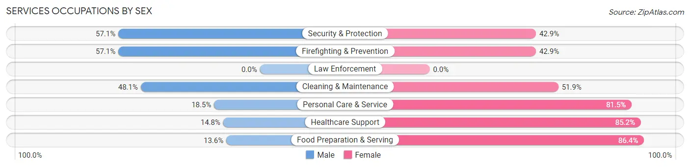 Services Occupations by Sex in Zip Code 55455