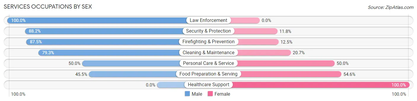 Services Occupations by Sex in Zip Code 55605