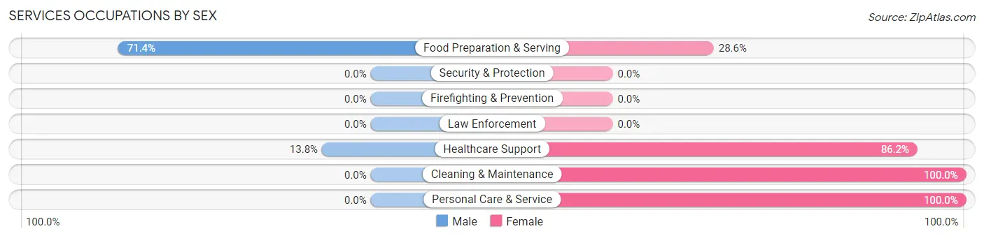 Services Occupations by Sex in Zip Code 55722