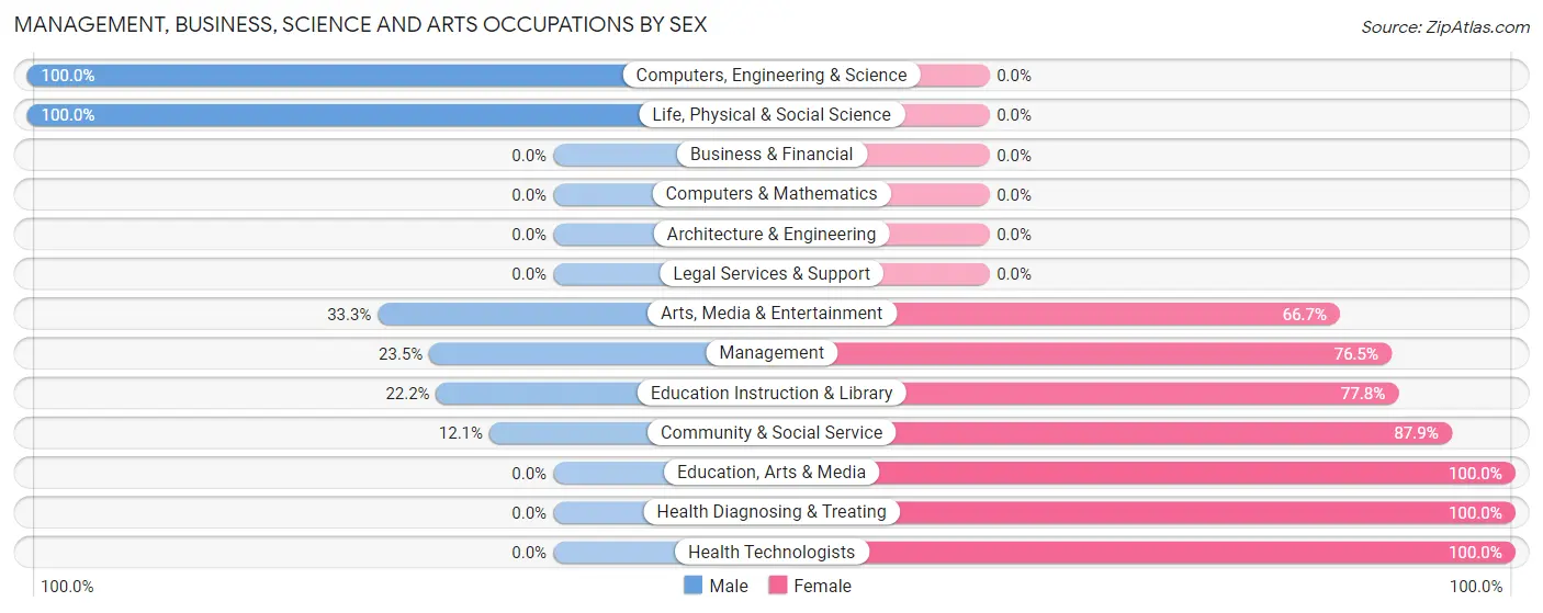 Management, Business, Science and Arts Occupations by Sex in Zip Code 55782